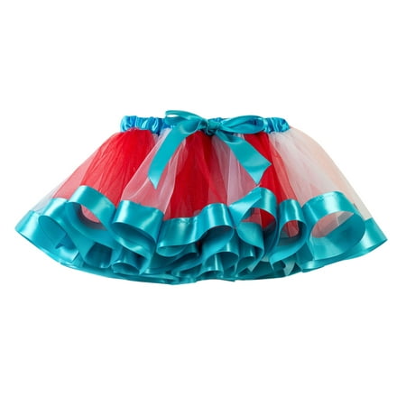 

B91xZ Girls Kids Petticoat Rainbow Pettiskirt Bowknot Skirt Tutu Skirt Dancewear Girls Blue Sizes 12-13 Years