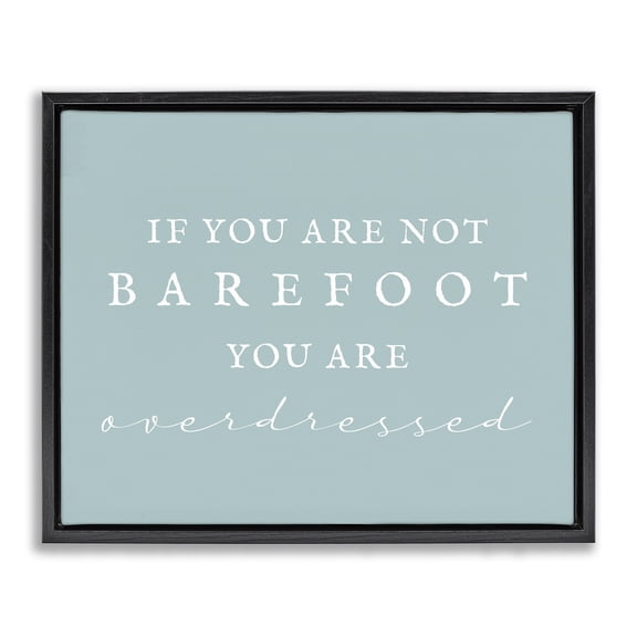 Stupell Industries Tropical Not Barefoot is Overdressed Black Floating Frame Canvas Art, 21 x 17, by Lil' Rue