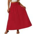 thumbnail image 6 of Aihuaihua Womens Boho Maxi Skirt Summer Eyelet Hollow Flowy Skirts High Waist Casual Skirt with Pockets A Line Pleated Vacation Skirts Red XXL, 6 of 6