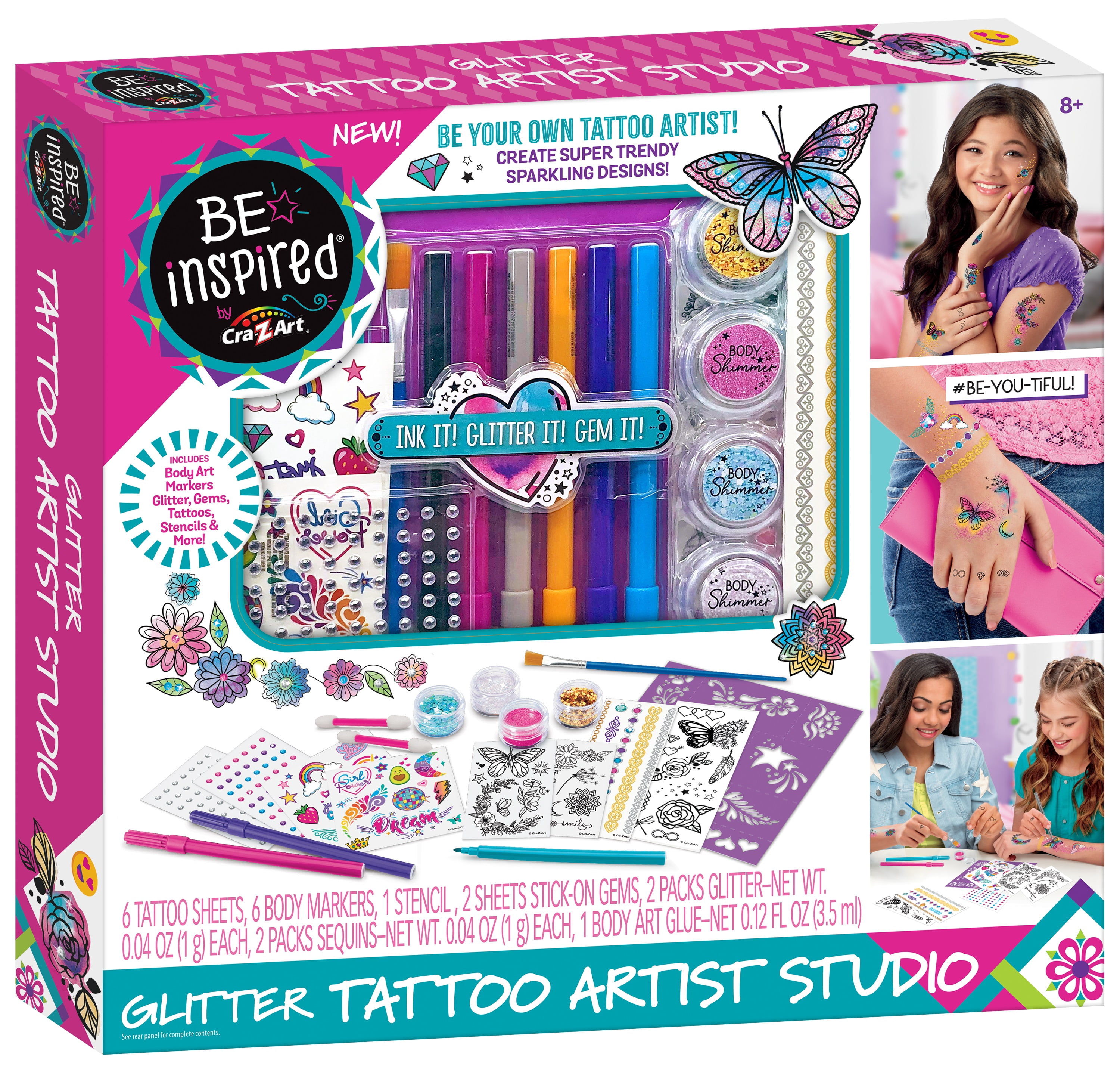 Cra-Z-Art Glitter Temporary Tattoo Kit for Craft Stores - Walmart