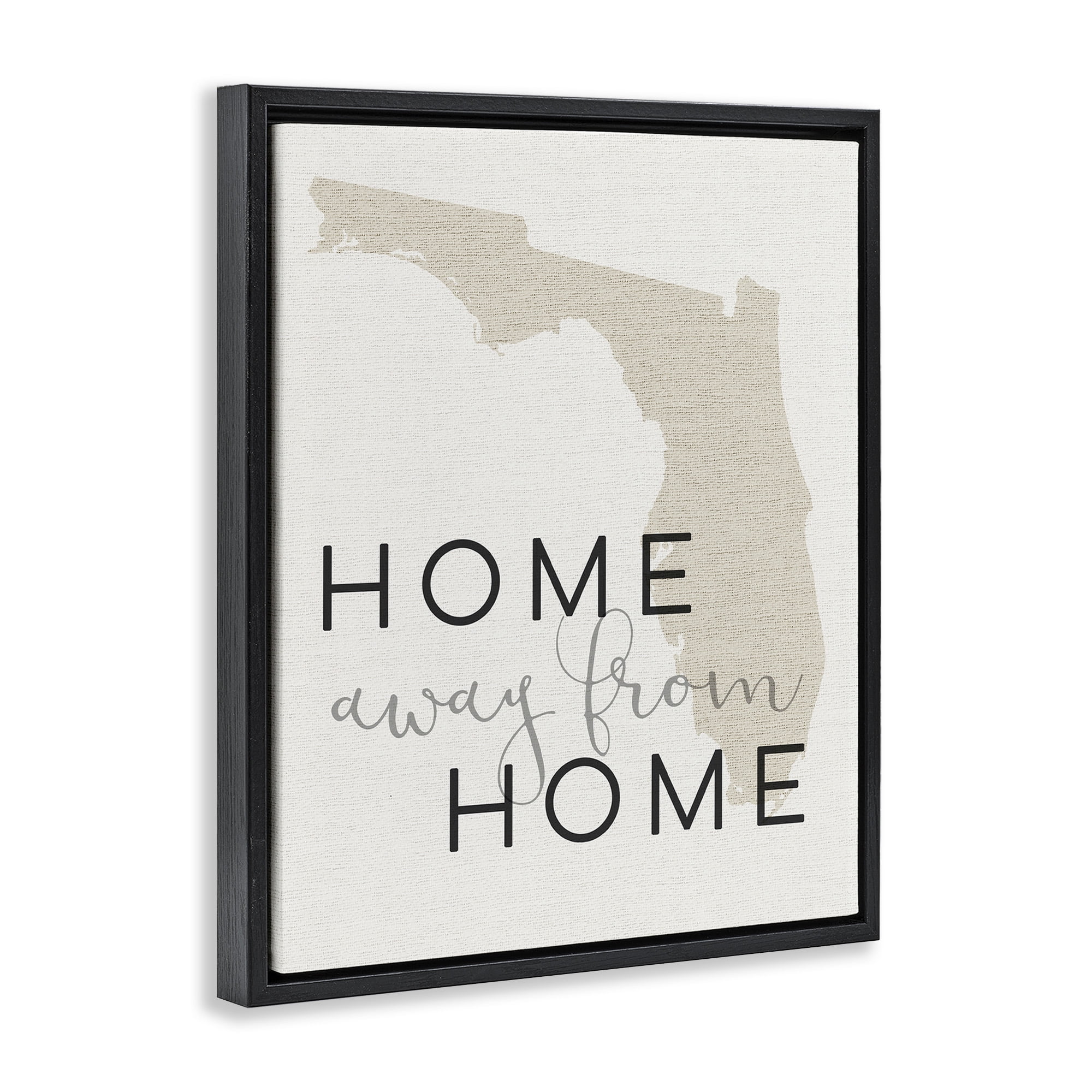 Stupell Industries Home Sweet Florida Typography Town & City Painting Black Floater Framed Canvas Art Print Wall Art, 17 x 21