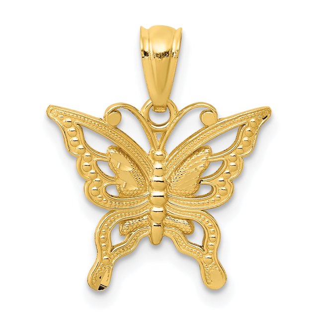 Pendentif Papillon en Or Jaune 14K Taille Diamant