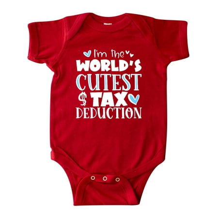 

Inktastic I m the World s Cutest Tax Deduction Blue Hearts Gift Baby Boy or Baby Girl Bodysuit