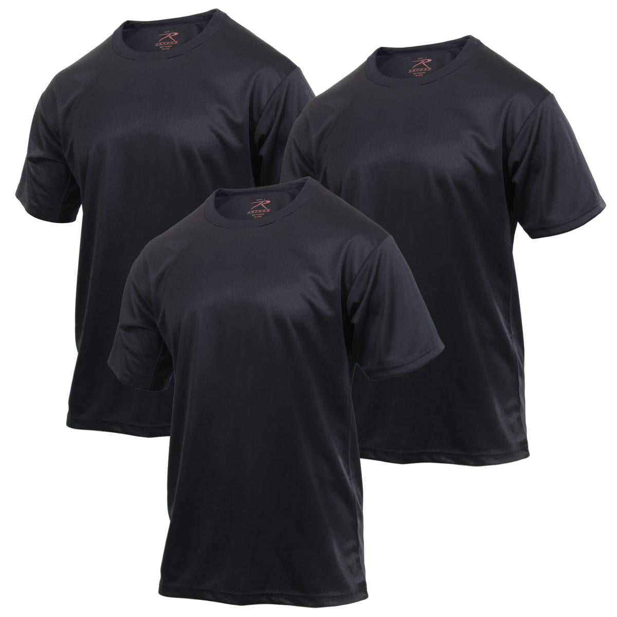 Rothco 3-Pack Quick Dry Moisture Wicking T-Shirt, Black - Walmart.com