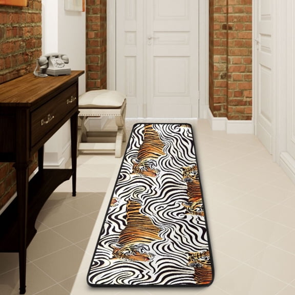 Ryvnso Tigers in Stripes Hallway Runner Rugs Floor Carpet Non Slip Entryway Mat 2' x 6'