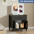 thumbnail image 6 of INFANZIA Mini Fridge Stand with Storage, Heavy Duty Mini Fridge Cabinet with Drawer, Solid Wood Beverage Refrigerator Stand Table for Dorm, Office, Bedroom, Load 220LBS, Black, 6 of 8