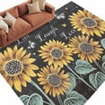thumbnail image 2 of Sunflowers Rustic Area Rugs 8x10 for Living Room, Spring Summer Pastoral Flowers Black Non Slip Washable Rug Runner, Low Pile Indoor Floor Carpet Mat Bathroom Rugs for Bedroom, Kids Room, 2 of 9