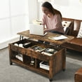 thumbnail image 4 of Costway Lift Top Solid Wood Coffee Table with Hidden Compartment in Coffee, 4 of 12