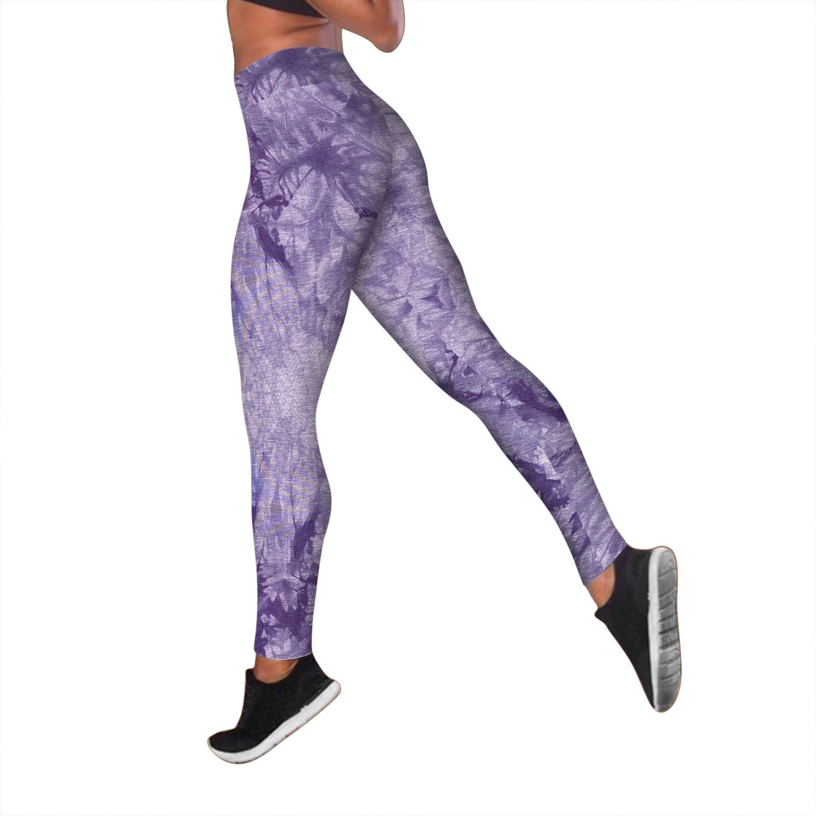 TOWED22 Workout Leggings for Women with Pockets High Waisted Compression Yoga Pants with Tummy Control Purple L Walmart