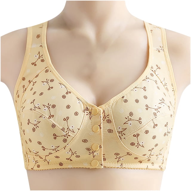 Kyusrd Front Open Bras For Women Full Coverage Wirefree Bra Button Closeure Bra For Mom Gift Nursing Underwear Bra Push Up Wire Free Bras Without Steel Ring Comfy Soft Cotton Daily Underwear