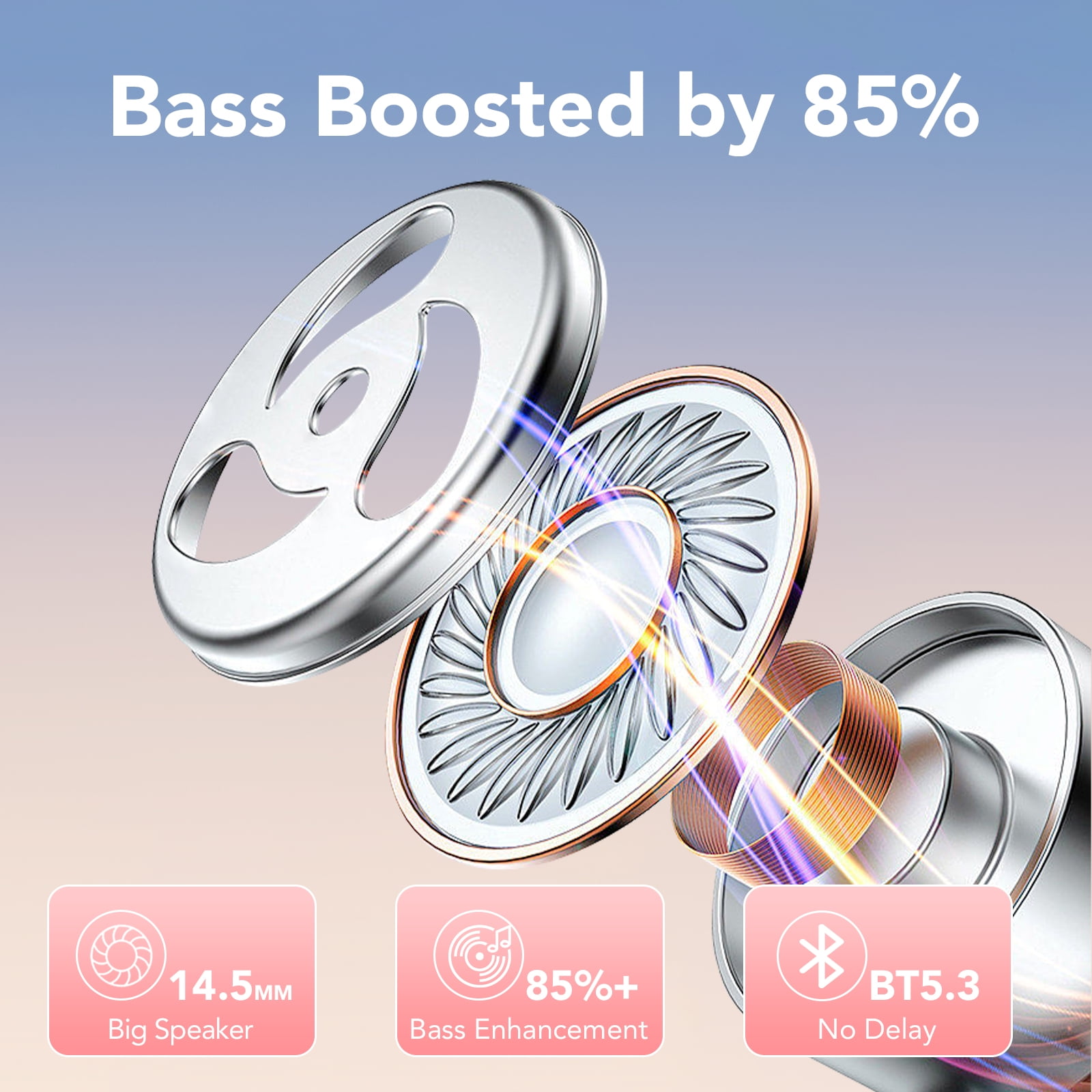 Wireless Earbuds, Bluetooth 5.3 Sport Headphones with Earhooks, 80Hrs Playtime, 3D HiFi Stereo, Noise Cancelling Mic, IP7 Waterproof Workout Earphones for Running Gym, iOS/Android, Rose Pink