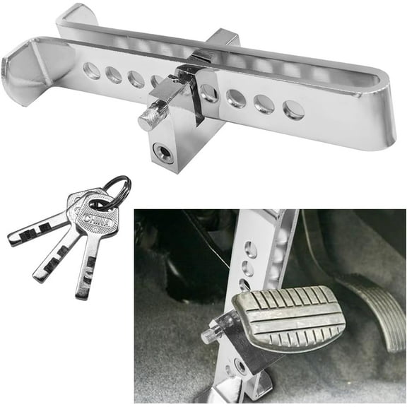 Car Anti-Theft Brake Clutch Lock, Stainless Steel 9 Holes Brake Pedal Lock with 3 Keys, Safety Anti Theft Car Device, Vehicle Security Protection Tool for Most Cars