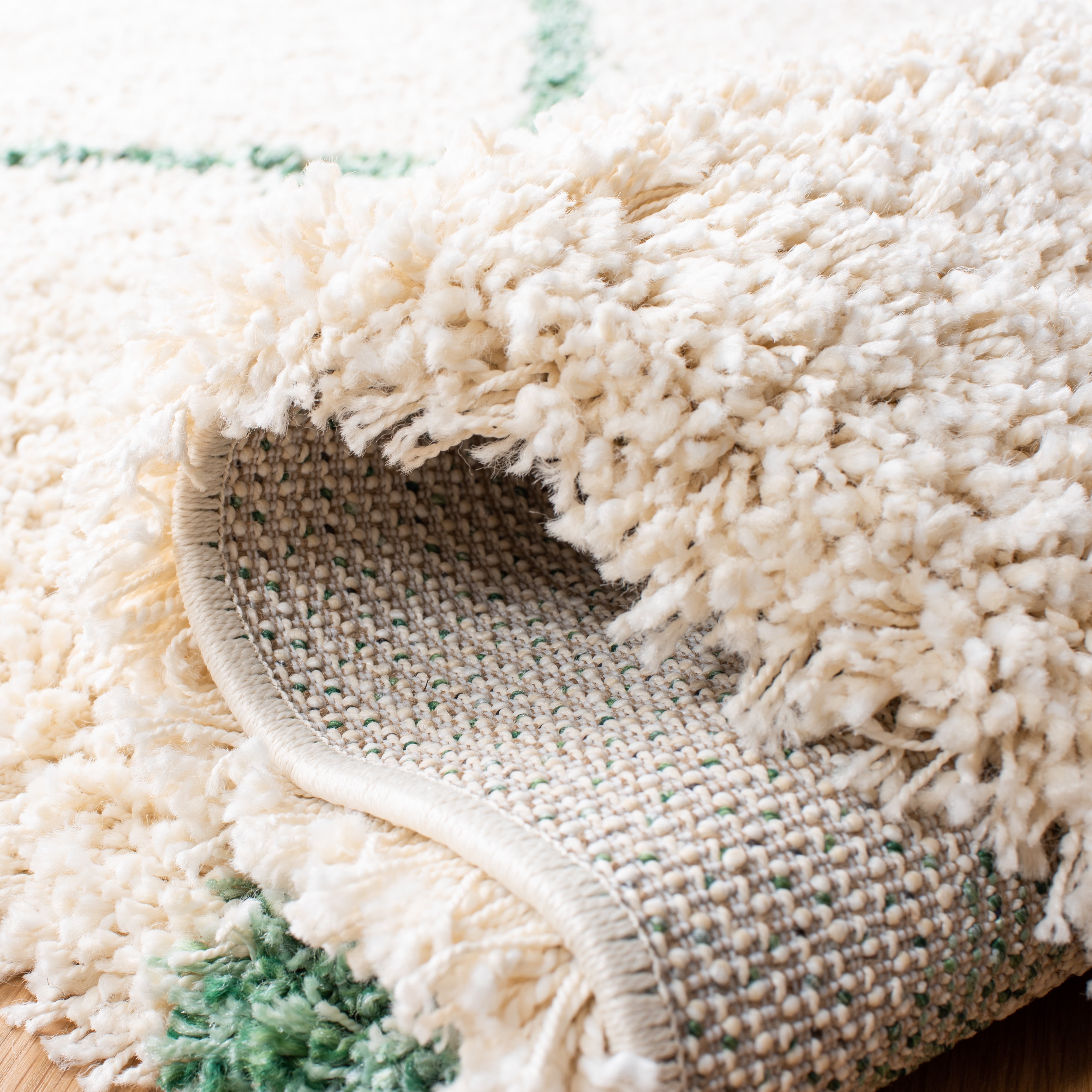 Safavieh Hudson Amias Geometric Shag Area Rug, Ivory/Green, 10' x 14'
