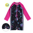 thumbnail image 2 of Nano One-Piece Rashguard Girls Long-Sleeve Swimsuit - Black/Fuchsia (18-24 Months), 2 of 4