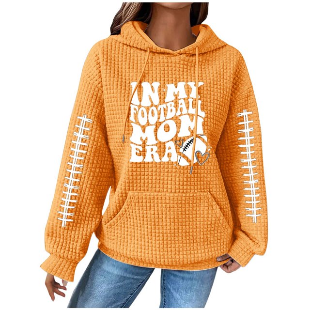 WEAIXIMIUNG Sweat-Shirt Rouge Femme Décontracté Football Sweat-Shirts Blouse Chemise Graphique Imprimé à Capuche Manches Longues Pull Sweat-Shirts