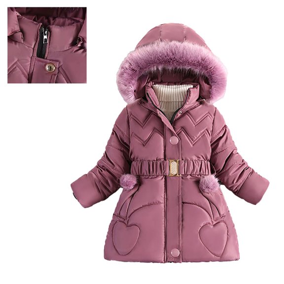 Baby Boys Girls Winter Coat,Kids Puffer Coat Mid-length Hooded Jacket Thicken Windproof Zipper Warm Outwear For Kids Baby Kids Winter Jacket Baby Girl Clothes Winter