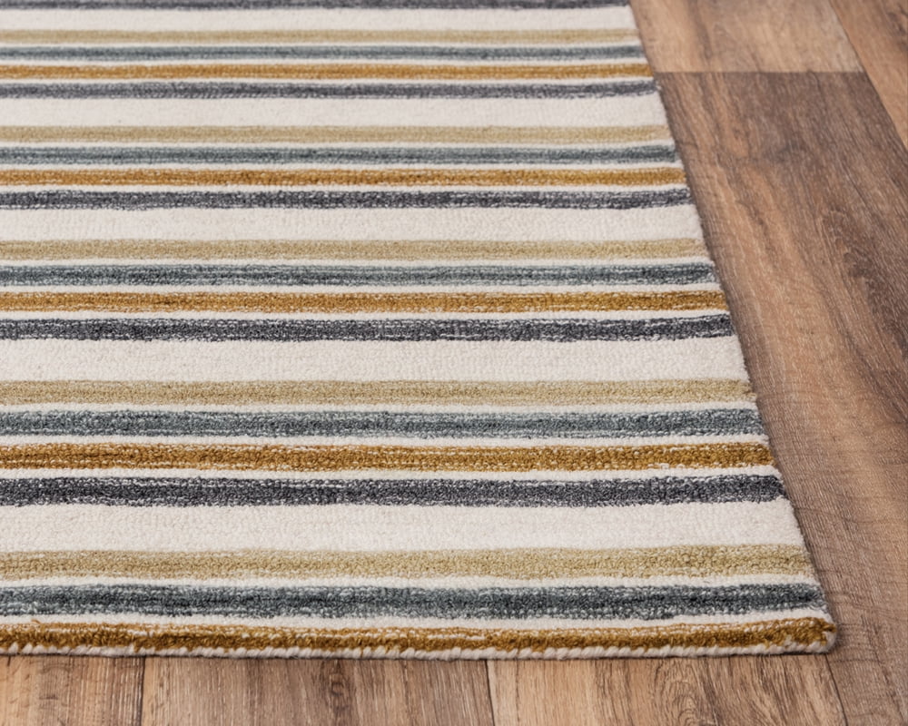 Rizzy Home Tetra Striped Contemporary Area Rug, Dark Yellow