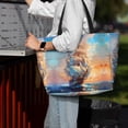 thumbnail image 6 of Large Beach Bags Water-resistant Sandproof - Sailing Ship Ocean Sunset Cute Beach Tote Bags for Women with Zipper, 6 of 6
