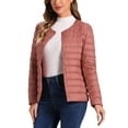 thumbnail image 4 of INSPIRE CHIC Women's Puffer Jacket Lightweight Button Down Packable Long Sleeve Coat XS Light Red, 4 of 6