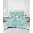 thumbnail image 2 of Quilts Twin Size Bedding Set, Turquoise Coastal Lightweight Quilted Comforter, Nautical Coral Starfish Shell Turtle Summer Soft Bedspread Coverlet with Pillow Covers for All Season, 68" x 86", 2 of 7