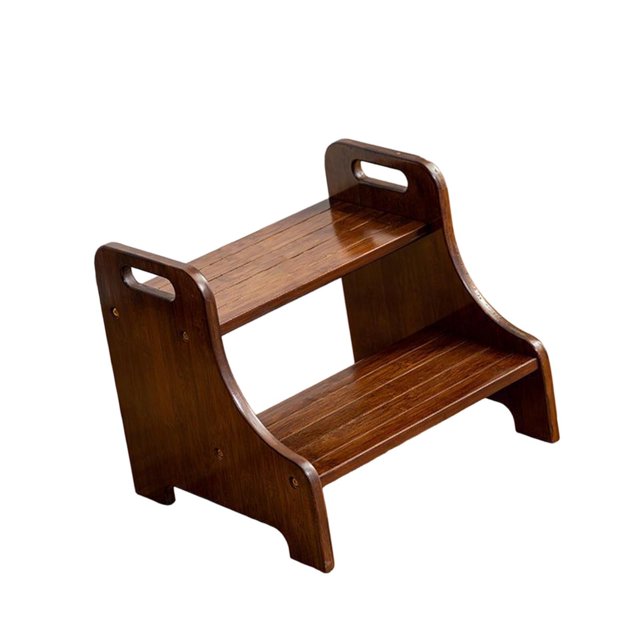 simhoa Wood Step Stool Furniture Portable Two Step Stool for Adults Kitchen Nursery Brown