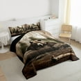 thumbnail image 4 of Feelyou Jungle Bear Wildlife Bedding Comforter Set, Western Rustic Cabin Twin Comforter Sets, Wooden Plank Reversible Bedding Set, Ultra Soft Bedroom Decor, 2pcs, 4 of 9