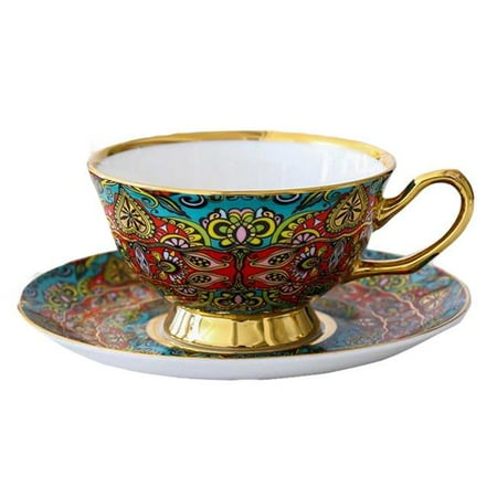 

Panda Superstore PF-HOM9302388011-DORIS00164-RP 6.4 oz Porcelain Vintage Tea Cup & Saucer Set Multi Color