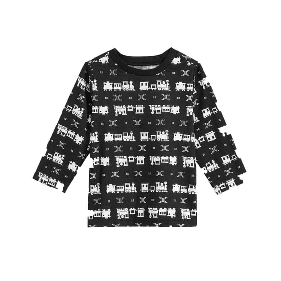 First Impressions Baby Boys Long-Sleeve Graphic-Print T-Shirts, Black, 3-6 Months