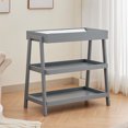 thumbnail image 3 of Mesa cambiador portátil de madera para bebé - Almohadilla impermeable - 2 estantes de almacenamiento - Diseño moderno para habitación infantil - Color gris, 3 of 7