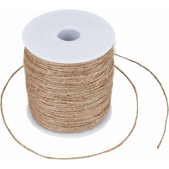 100m/109.36 Yards Thin Jute Twine 1mm Hemp Cord String Roll Natural Tan Jute Craft Beading Wrapping Packing Rope for Jewelry Making Wall Hanging Art Project Garden Party DIY Crafts Decor Brown
