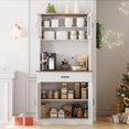 thumbnail image 4 of EDTara 71" Tall Kitchen Pantry Cabinet, Wooden Freestanding Hutch with 4 Doors, Adjustable Shelves, Microwave & Coffee Bar Station, 4 of 8