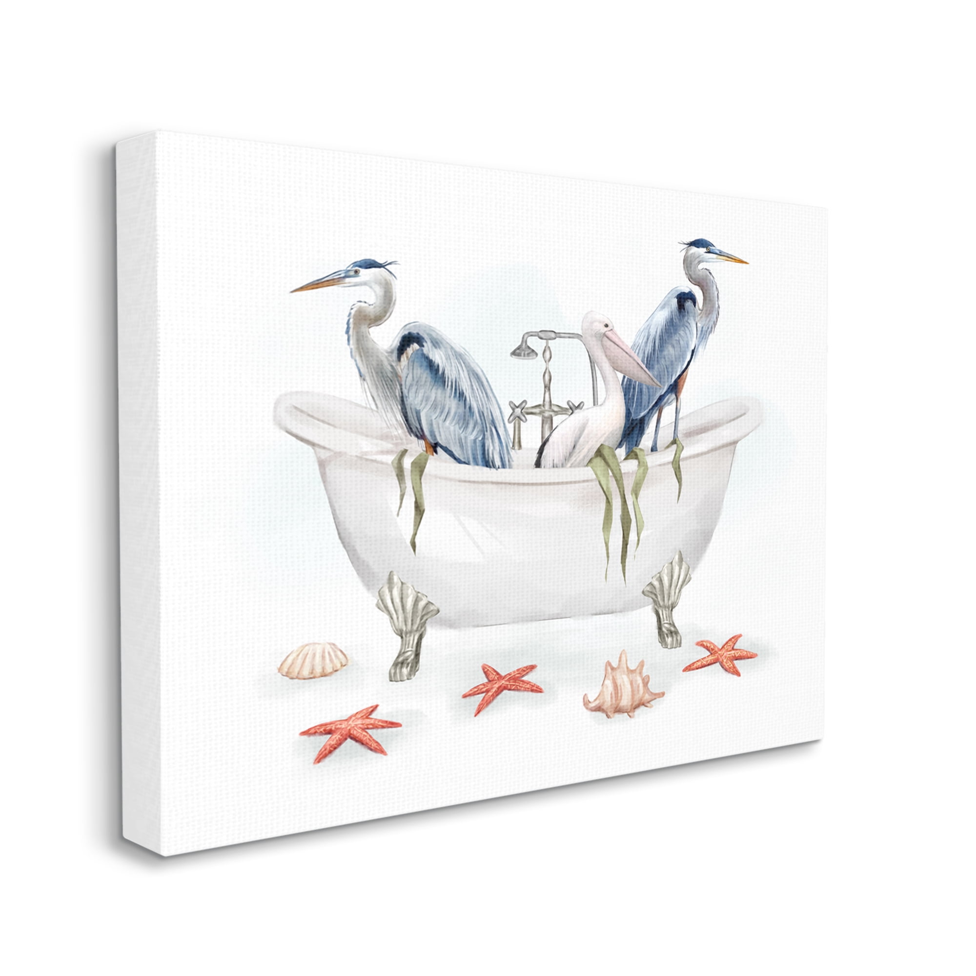 Stupell Industries Egrets in Nautical Bathtub Animals & Insects Painting Gallery Wrapped Canvas Print Wall Art, 48 x 36