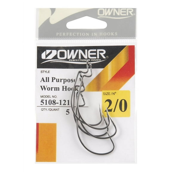 Owner 5108-111 All Purpose Soft Bait Hook 5 per Pack Size 1/0 Fishing Hook