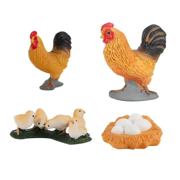 Modelo de pollo de juguete Yotijar 4 de pollo realistas para herramientas de aprendizaje y gallo