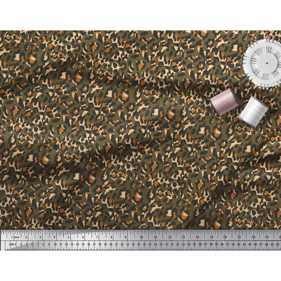 Soimoi Brown Viscose Chiffon Fabric Leopard Animal Skin Fabric Prints By Yard 42 Inch Wide