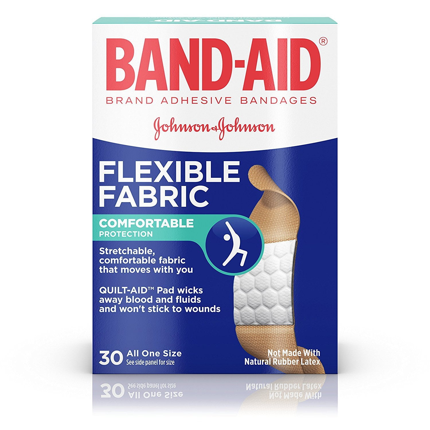 Band-Aid Brand Adhesive Bandages, Flexible Fabric, 30 Count, 1.9 cm  x 7.6 cm Pack of 2