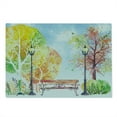 thumbnail image 2 of Landscape Cutting Board, Hand Drawn Watercolor Autumn Park Trees Shrubs Bench and Lanterns Nature Art, Decorative Tempered Glass Cutting and Serving Board, Large Size, Multicolor, by Ambesonne, 2 of 5