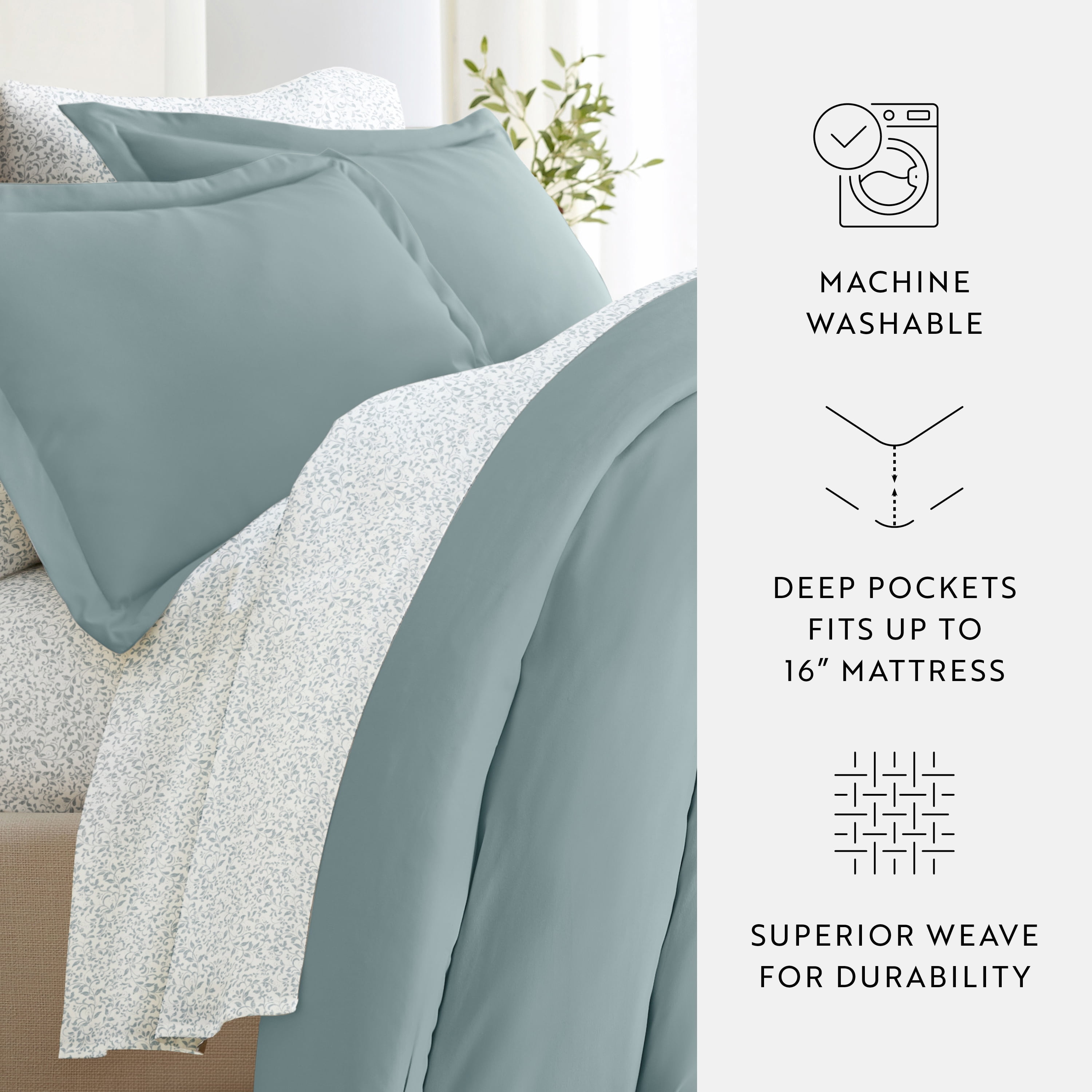 Noble Linens 8 Piece Solid Duvet Bundle in Ocean, King