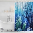 thumbnail image 3 of Xipuska Blue Green Coral Shower Curtain - Water Repellent Fabric Shower Curtains Washable, Summer Watercolor Ocean Plant Decorative Polyester Cloth Bathroom Curtains Modern Bath Decor 36"x72", 3 of 6