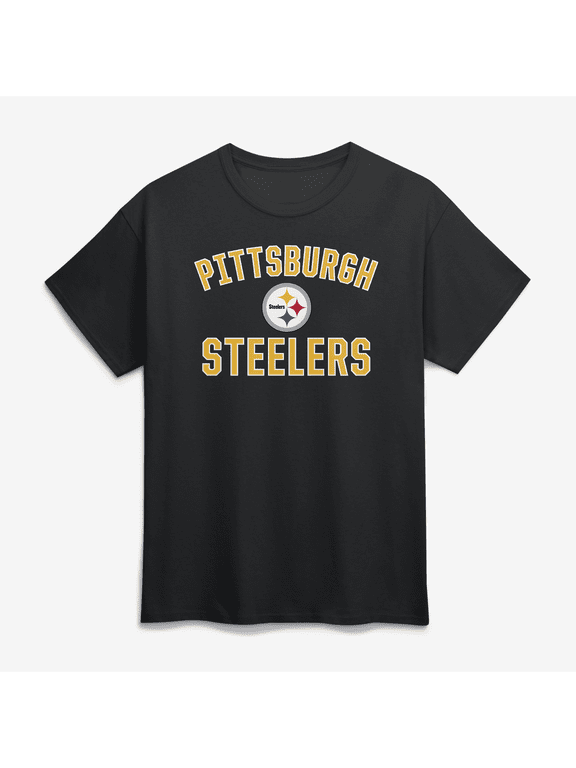 Men's Logo Athletic Black Pittsburgh Steelers Cotton Victory Arch T-Shirt