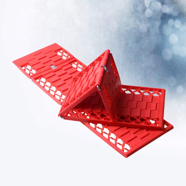OULII Planches de Traction Tapis de Neige pour Voiture Rouge Caoutchouc Antidérapant Zones de Sable 1 Paire