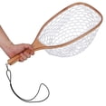 thumbnail image 2 of Fly Fishing Landing Net,Trout Fishing Net,Soft Rubber Catch and Release Fish Net with Wooden Handle Frame, 2 of 9