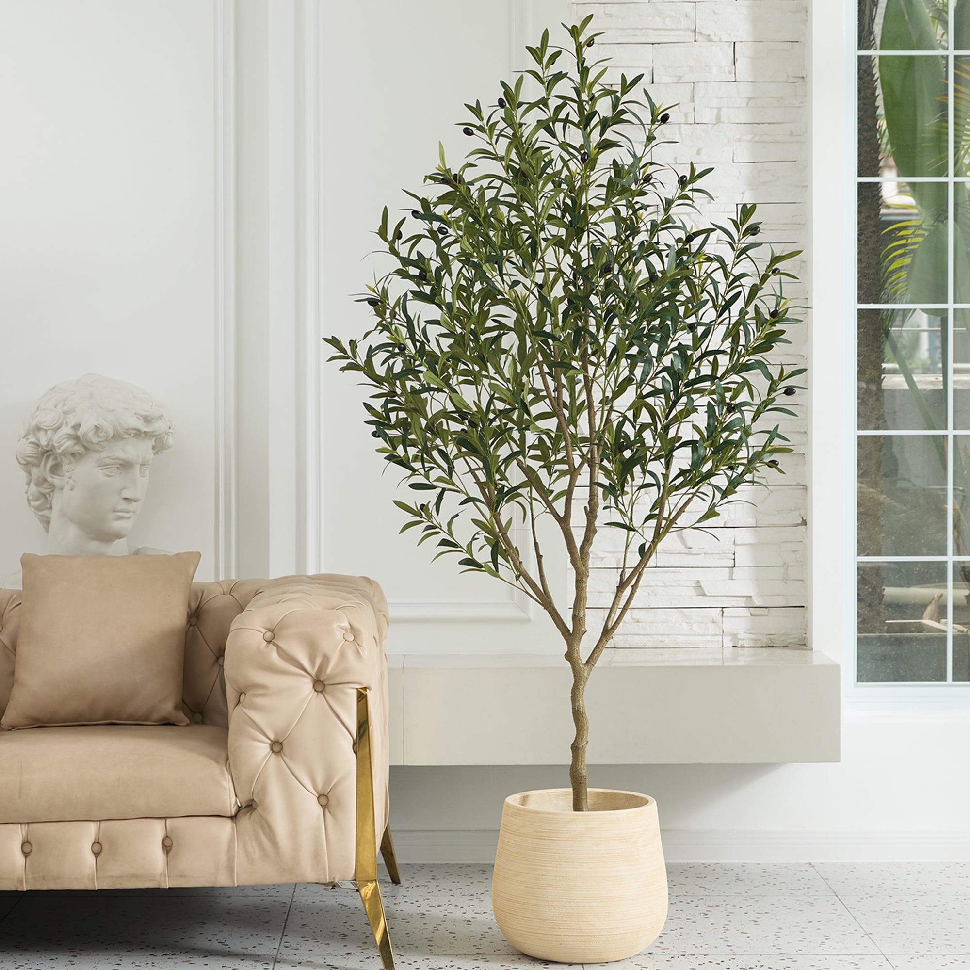 DR.Planzen 6 ft Artificial Olive Tree, Realistic Leaves, Natural