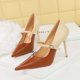 thumbnail image 3 of Estilo de mujer Moda Tacones delgados con boca poco profunda y bloque de color puntiagudo Tacón alto Mujer Stiletto único clásico, 3 of 5