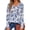 1 White Blue Floral, variant on Fantaslook Womens Tops Dressy Casual Pleated Blouses V Neck Long Sleeve Shirts Fall Tunic Tops