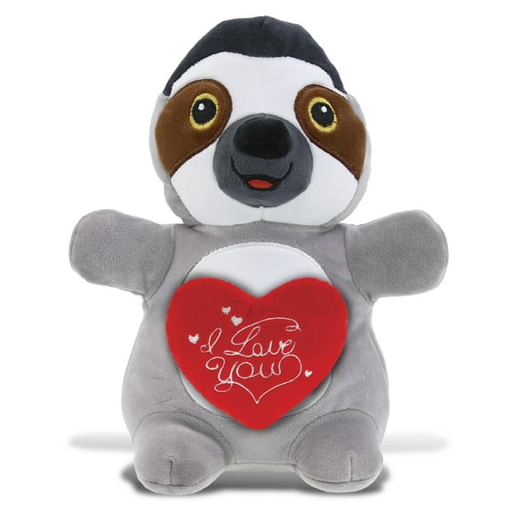 DolliBu I Love You Plush Super Soft Snug-Mooshies Standing Sloth - Cute Stuffed Animal Sloth with Red Heart Plush for Valentines, Anniversary, Romantic Date, Boyfriend, or Girlfriend Gift - 10 Inches