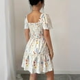 thumbnail image 5 of HAJWOH Summer Dresses for Women Vacation Smocked Square Neck Floral Mini Dress Short Sleeve Ruffle Peasant Sundress, 5 of 8