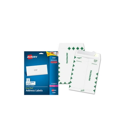 Quality Park Survivor Tyvek First Class Envelopes Pair with  Avery 5260 Easy Peel White Address Labels for Laser Printers, 1