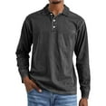thumbnail image 2 of Zimjoy Black Henley Shirts for Men Denim Western Long Sleeve Tops Casual V Neck Distressed Button Shirt Collared Lightweight Fall Outfits Muscle Gym, Black M, 2 of 4