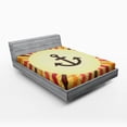 thumbnail image 1 of Ambesonne Vintage Fitted Sheet, Pop Art Sailing Anchor, Queen Size, Cream Red Orange, 1 of 2